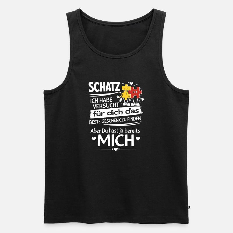 Schatz Geschenk Spruch Puzzleherz - Männer Premium Bio Tank Top - Schwarz