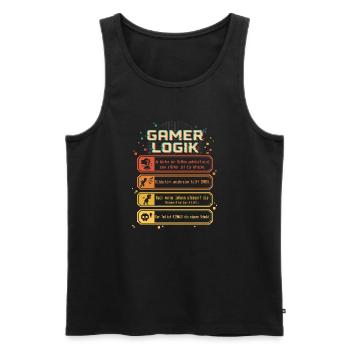 Gamer Logic Funny Gaming Design Retro Pixel - Men's Premium Organic Tank Top - black - Front - AI Model Male 178 light (178cm)