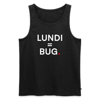 MONDAY = BUG. Humor Monday Office - Men's Premium Organic Tank Top - black - Front - AI Model Male 178 light (178cm)