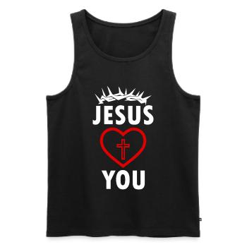Jesus loves You - Men's Premium Organic Tank Top - black - Front - Michal (187cm)