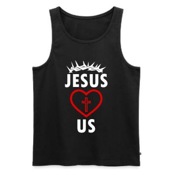 JÉSUS NOUS AIME - Débardeur bio Premium Homme - noir - Devant - AI Model Male 178 light (178cm)