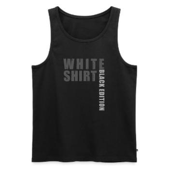 White Shirt Black Edition - Männer Premium Bio Tank Top - Schwarz - Vorne - AI Model Male 178 light (178cm)