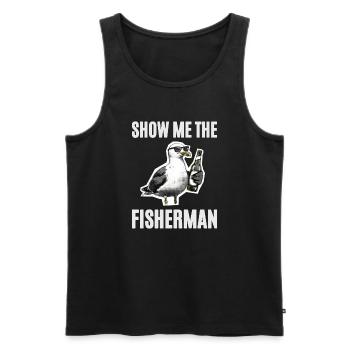 Drôle de dicton, pêche au pub Seagull Angler - Débardeur bio Premium Homme - noir - Devant - Michal (187cm)