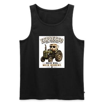Espresso Treibstoff auf dem Traktor - Männer Premium Bio Tank Top - Schwarz - Vorne - AI Model Male 178 light (178cm)