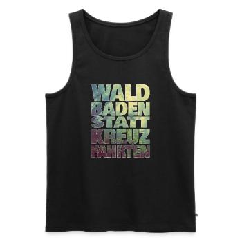 Waldbaden statt Kreuzfahrten - Männer Premium Bio Tank Top - Schwarz - Vorne - AI Model Male 178 light (178cm)