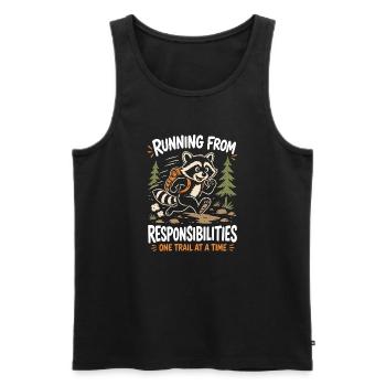 Running from Responsibilities-One Trail at a Time - Men's Premium Organic Tank Top - black - Front - Michal (187cm)