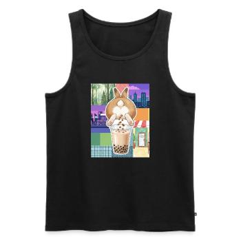 Bubble Tea Boba Drôle de Lapin mignon - Débardeur bio Premium Homme - noir - Devant - Michal (187cm)
