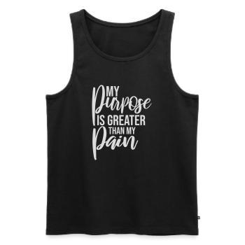 My Purpose Is Greater Than My Pain Meaning Quote Logo - Men's Premium Organic Tank Top - black - Front - Michal (187cm)