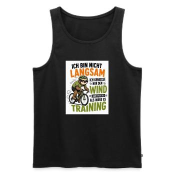 Faultier auf Fahrrad - Männer Premium Bio Tank Top - Schwarz - Vorne - Michal (187cm)