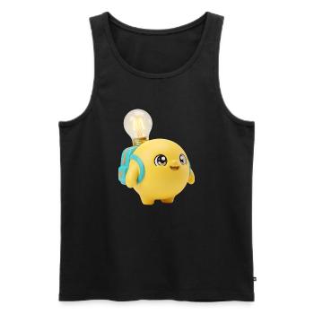 Cute Yellow School Mascot with Lightbulb Planet Ba - Men's Premium Organic Tank Top - black - Front - Michal (187cm)