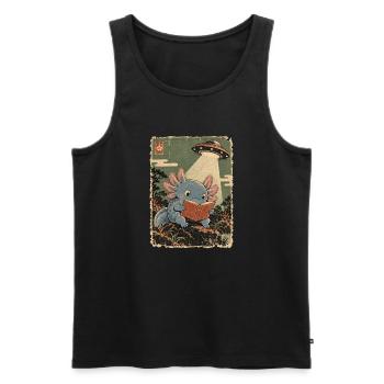 Vintage Japanese Axolotl Buchliebhaber UFO Alien - Männer Premium Bio Tank Top - Schwarz - Vorne - Michal (187cm)