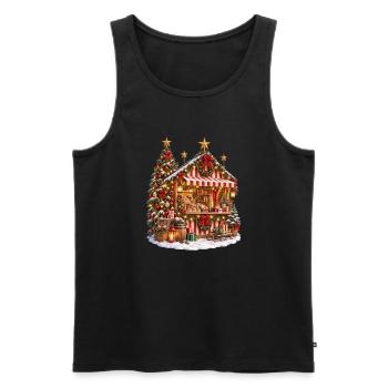 Weihnachtsmarkt-Chalet - Männer Premium Bio Tank Top - Schwarz - Vorne - Michal (187cm)