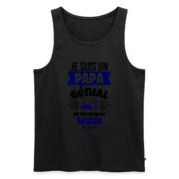 Papa génial & skieur – idée fête des pères - Débardeur bio Premium Homme - noir - Devant - Michal (187cm)