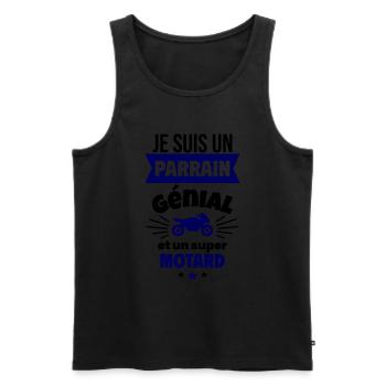 Parrain génial et super motard Moto Motard Humour - Débardeur bio Premium Homme - noir - Devant - Michal (187cm)