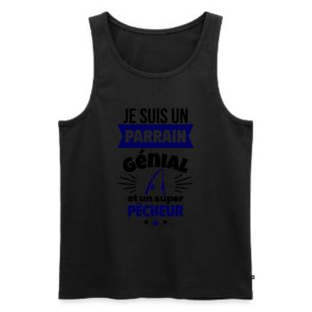 Parrain génial et super pêcheur Pêche Pêcheur - Débardeur bio Premium Homme - noir - Devant - Michal (187cm)