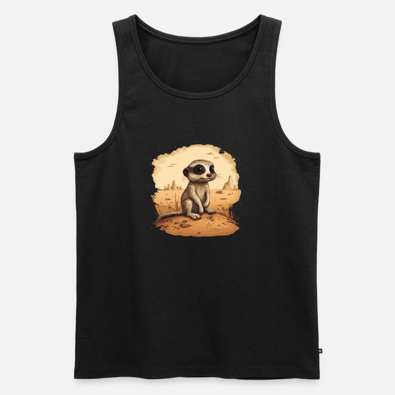 Erdmännchen Baby Mangusten - Männer Premium Bio Tank Top - Schwarz