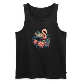 Flamant rose Oiseaux Nature Animaux Nature Nature Tropical - Débardeur bio Premium Homme - noir - Devant - Michal (187cm)
