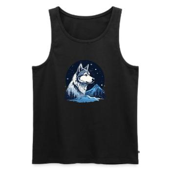 Husky Dog Chien de traîneau - Débardeur bio Premium Homme - noir - Devant - Michal (187cm)