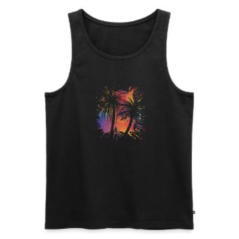 Palmen Bunt Palmen Urlaub Reise Malle - Männer Premium Bio Tank Top - Schwarz - Vorne - Michal (187cm)