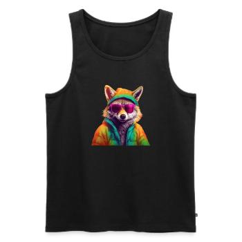 Fuchs mit Sonnenbrille Bunt Coole Füchse Waldtier - Männer Premium Bio Tank Top - Schwarz - Vorne - AI Model Male 178 light (178cm)