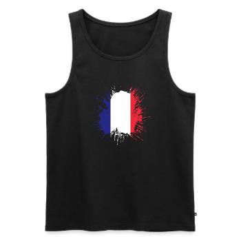 Drapeau de la France Look en détresse Drapeau français - Débardeur bio Premium Homme - noir - Devant - AI Model Male 178 light (178cm)