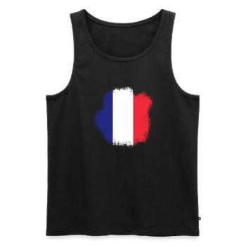 Drapeau de la France Look utilisé Drapeau de la France - Débardeur bio Premium Homme - noir - Devant - AI Model Male 178 light (178cm)