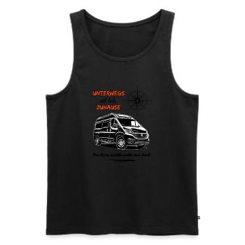 Camping van camping-car dicton avec boussole - Débardeur bio Premium Homme - noir - Devant - Michal (187cm)