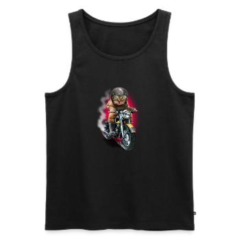 CAT RIDER - Männer Premium Bio Tank Top - Schwarz - Vorne - AI Model Male 178 light (178cm)