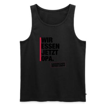 Wir essen jetzt Opa. - Männer Premium Bio Tank Top - Schwarz - Vorne - Michal (187cm)