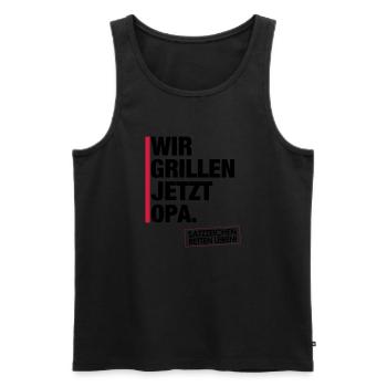 Wir grillen jetzt Opa. - Männer Premium Bio Tank Top - Schwarz - Vorne - Michal (187cm)