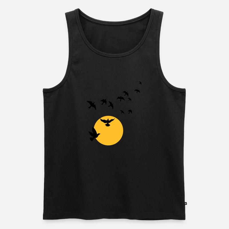 Vögel im Sonnenuntergang - Männer Premium Bio Tank Top - Schwarz