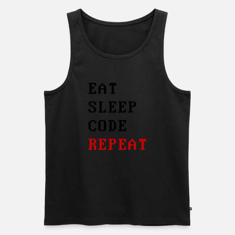 eat sleep code repeat - Débardeur bio Premium Homme - noir
