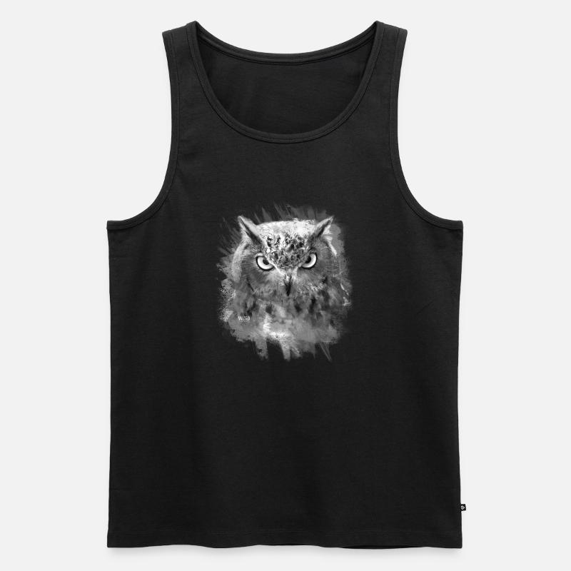 Eule schwarz weiß - Männer Premium Bio Tank Top - Schwarz