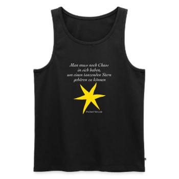 Tanzender Stern, Nietzsche - Männer Premium Bio Tank Top - Schwarz - Vorne - Michal (187cm)
