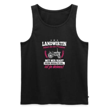 Landwirtin Shirt · Traktor · Frau · ein Problem? - Männer Premium Bio Tank Top - Schwarz - Vorne - Michal (187cm)