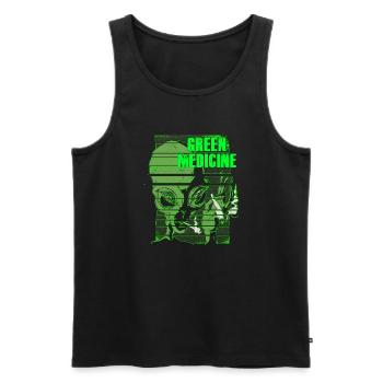 Green Medicine Alien Cadeau De La drogue - Débardeur bio Premium Homme - noir - Devant - AI Model Male 178 light (178cm)
