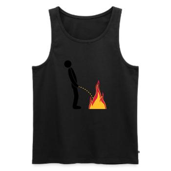 fire extinguish flames hot fire brigade logo in ste - Men's Premium Organic Tank Top - black - Front - AI Model Male 178 light (178cm)