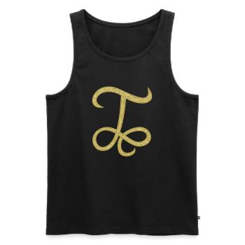 Alphabet T - gold, letter, alphabet, monogram - Männer Premium Bio Tank Top - Schwarz - Vorne - AI Model Male 178 light (178cm)
