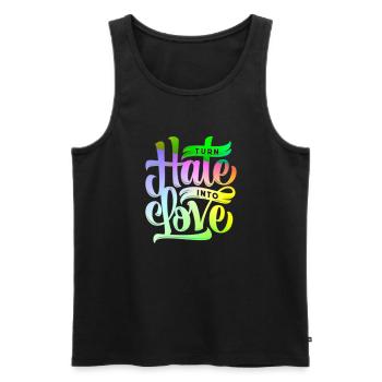 Turn hate into love - Men's Premium Organic Tank Top - black - Front - AI Model Male 178 light (178cm)