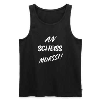 AN SCHIESS MUASSI WEISS - Männer Premium Bio Tank Top - Schwarz - Vorne - Michal (187cm)