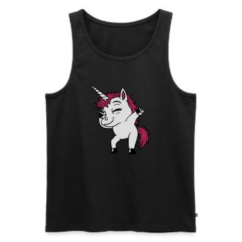 Party Einhorn Dabbing tanzen - Männer Premium Bio Tank Top - Schwarz - Vorne - AI Model Male 178 light (178cm)