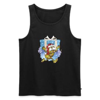 Ant with a Santa hat carrying a gift - Men's Premium Organic Tank Top - black - Front - Michal (187cm)