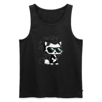 Comic skunk in cool with retro sunglasses - Men's Premium Organic Tank Top - black - Front - AI Model Male 178 light (178cm)