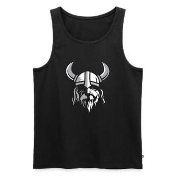 Experienced Viking with beard and helmet shirt - Men's Premium Organic Tank Top - black - Front - AI Model Male 178 light (178cm)