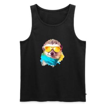 Piky l'hérisson - Débardeur bio Premium Homme - noir - Devant - Michal (187cm)