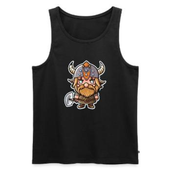 Leifs Erkundungen: Cartoon-Wikinger Leif - Männer Premium Bio Tank Top - Schwarz - Vorne - AI Model Male 178 light (178cm)