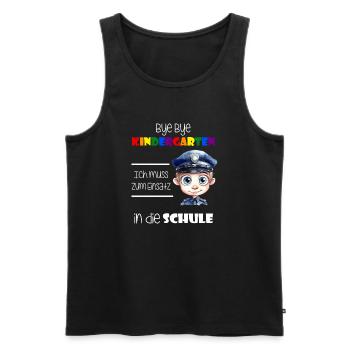 Bye Bye Kindergarten - Einschulung Polizist - Männer Premium Bio Tank Top - Schwarz - Vorne - Michal (187cm)