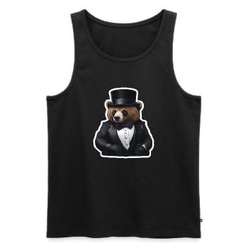 Edler Bär Lustig Bären im Anzug - Männer Premium Bio Tank Top - Schwarz - Vorne - Michal (187cm)
