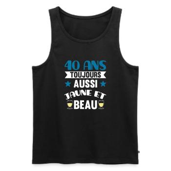 40 ans cadeau anniversaire homme humour beauf - Débardeur bio Premium Homme - noir - Devant - Michal (187cm)