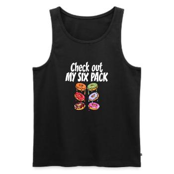 Schau dir mein Sixpack Funny Doughnut Vintage an - Männer Premium Bio Tank Top - Schwarz - Vorne - AI Model Male 178 light (178cm)